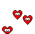 ثلاثة قلوب حمراء